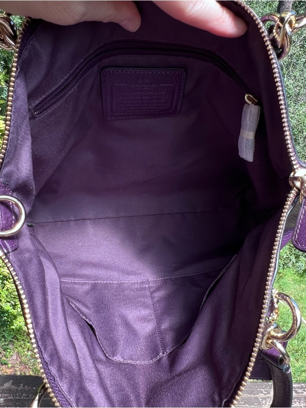 COACH Purple Pebble Leather Shoulder/Crossbody Purse w Gold Hardware AUTHENTIC - Picture 13 of 14